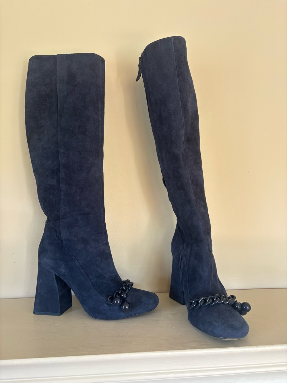 Tory Burch Navy Suede Platform Boots - Picture 4 of 7